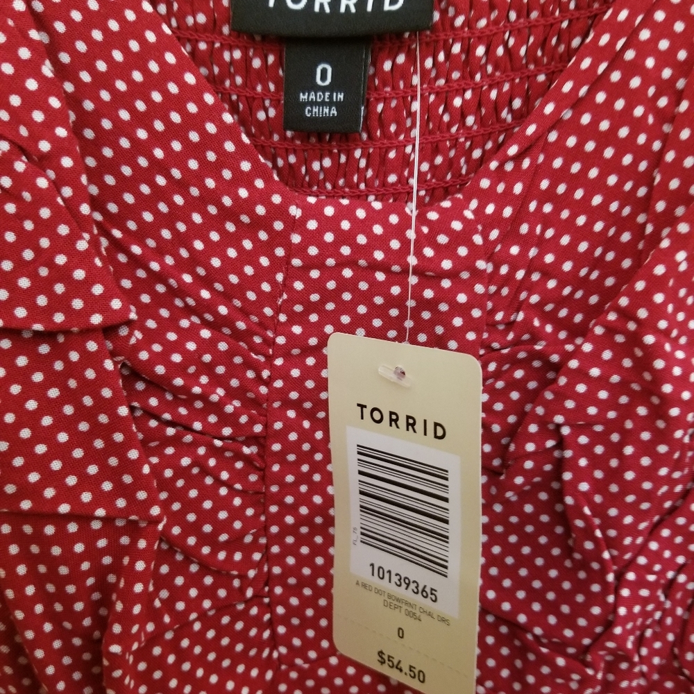 Torrid dress, NWT, size 0, red and white polka dot